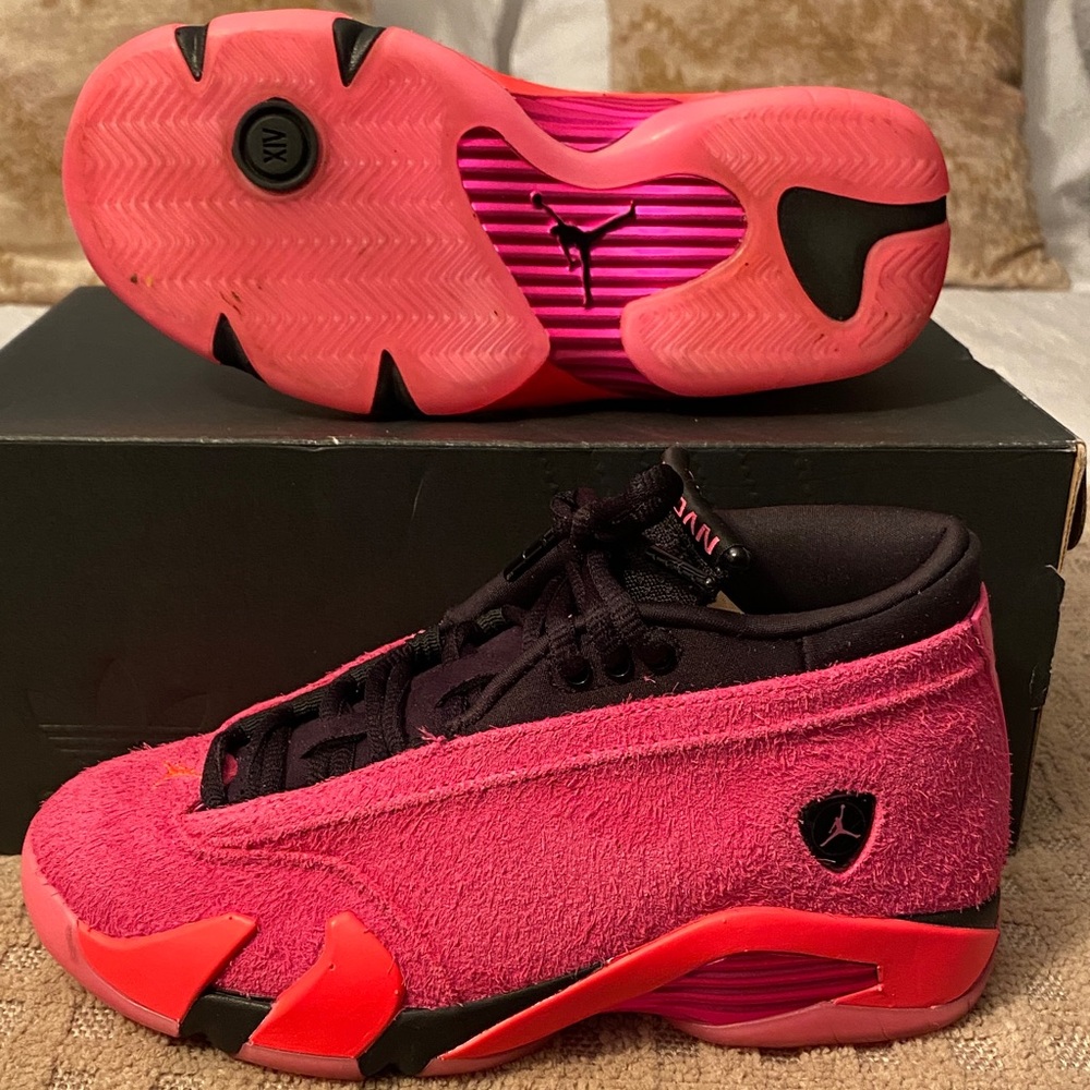 Jordan 14 Shocking Pink and Black Sneakers